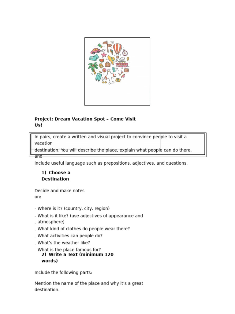 Dream Vacation Project Guidelines | PDF