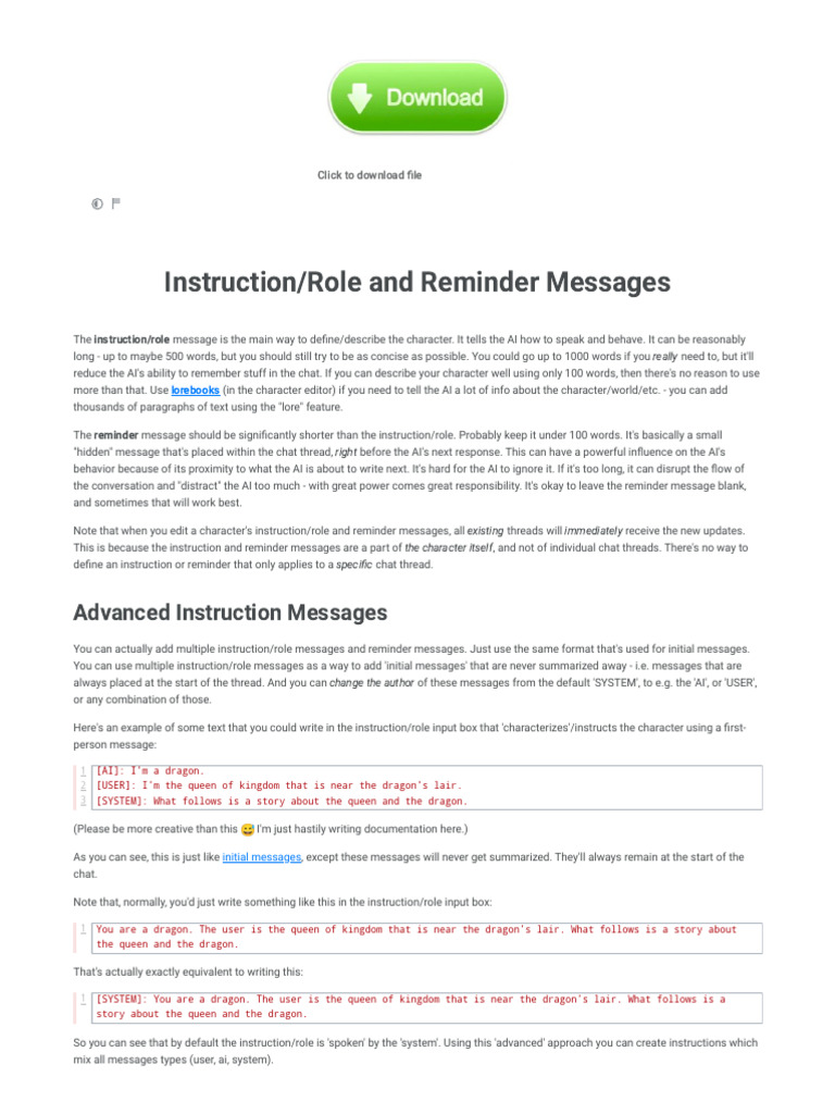 AI Character Instruction Guide | PDF | Software Engineering | Computing