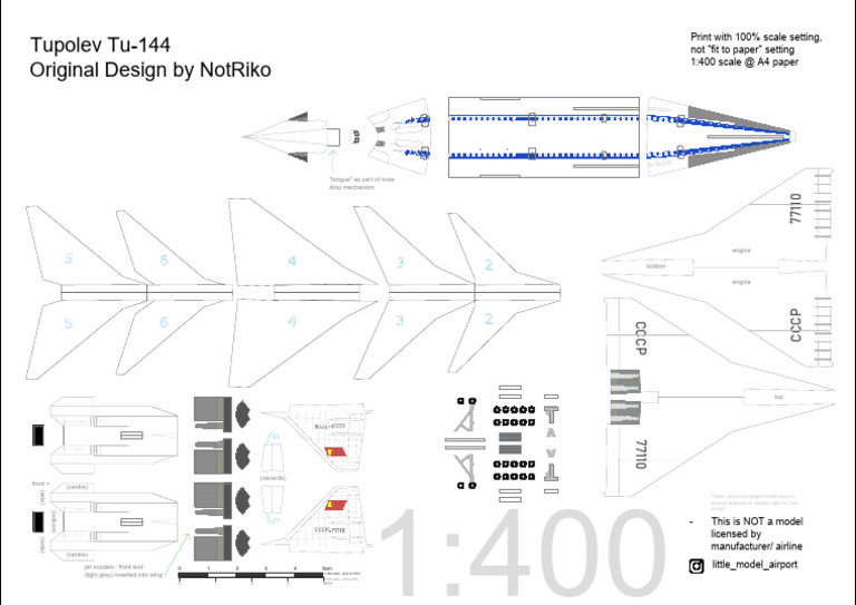 Tu-144 Papercraft Model Instructions | PDF | Aerospace Engineering ...