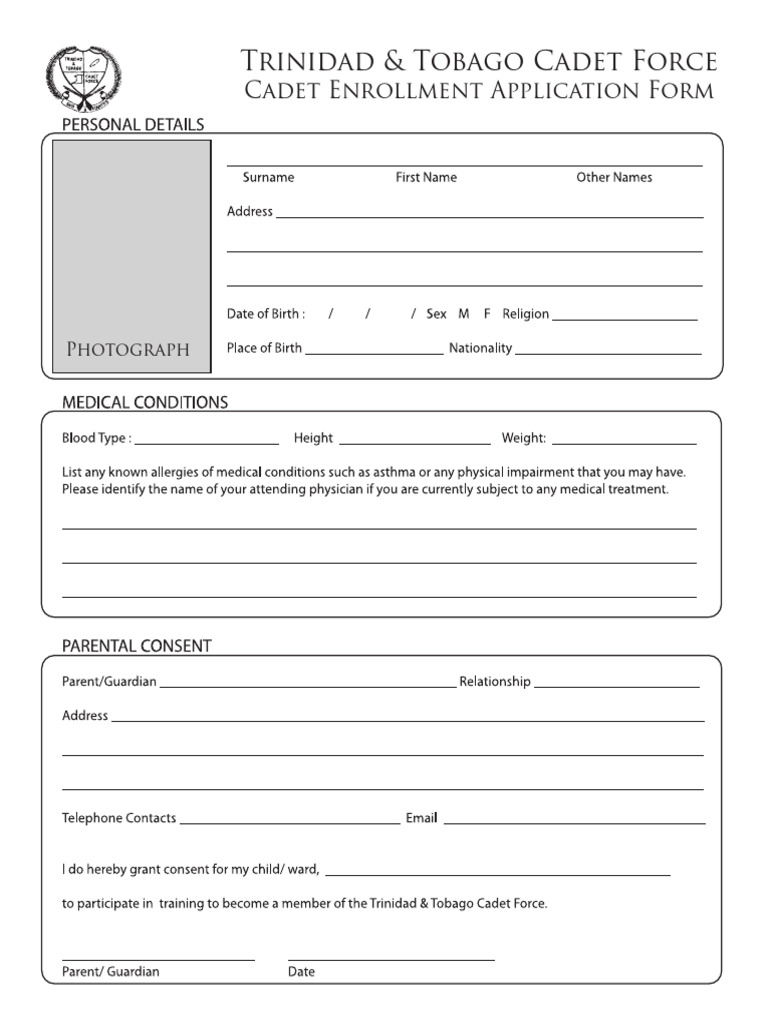 C1form Cadet Application | PDF