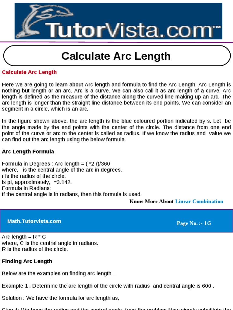 Calculate Arc Length | PDF | Teaching Methods & Materials | Science ...