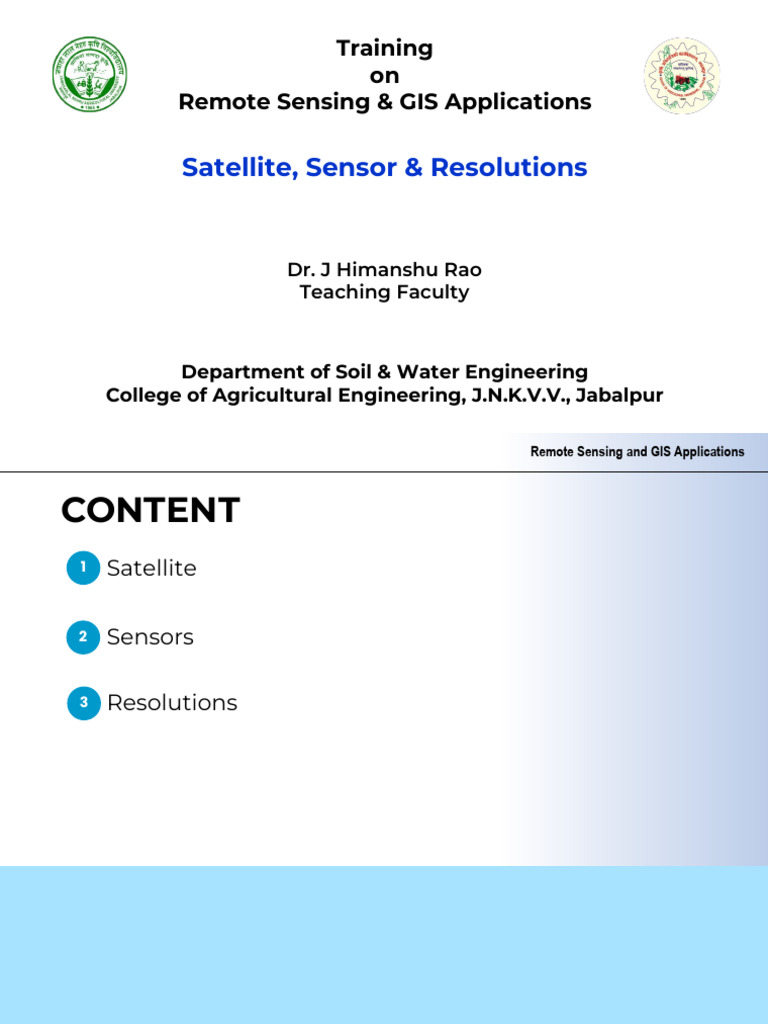 Remote Sensing & GIS: Satellite Basics | PDF | Image Resolution ...