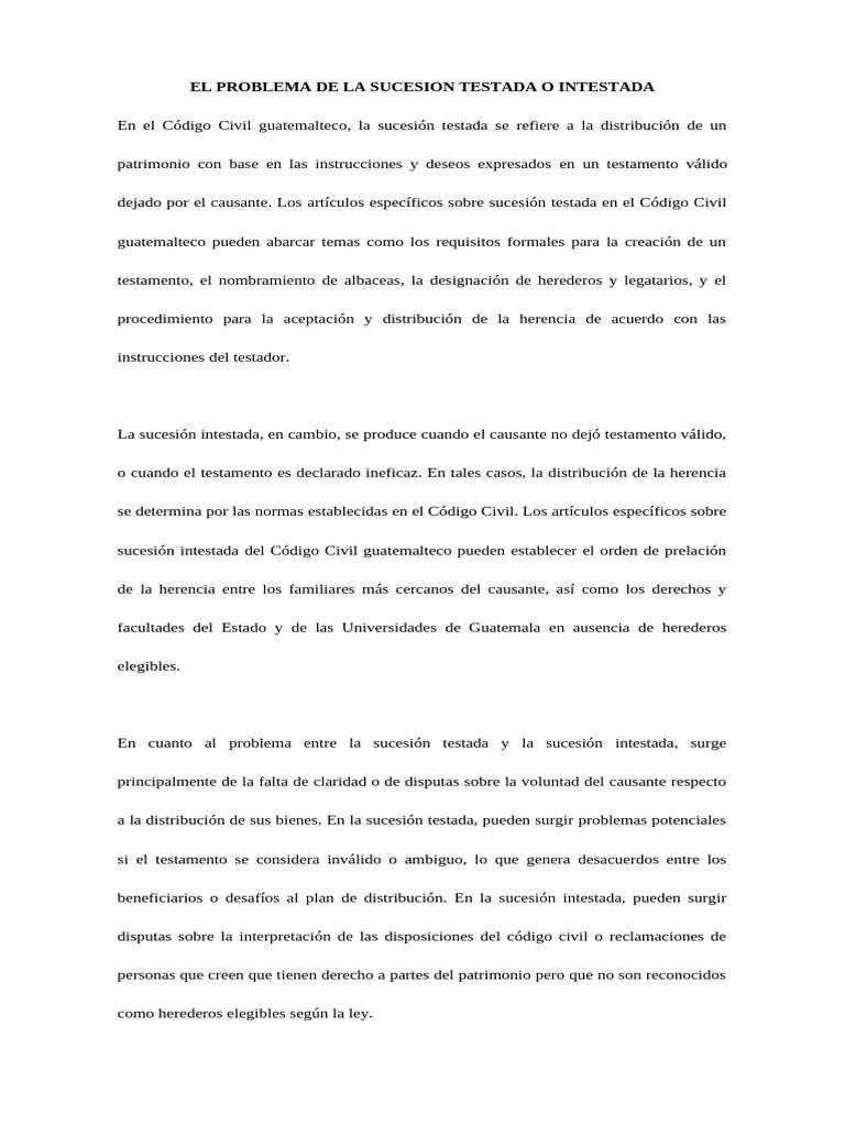 Sucesión Testada vs. Intestada en Guatemala | PDF