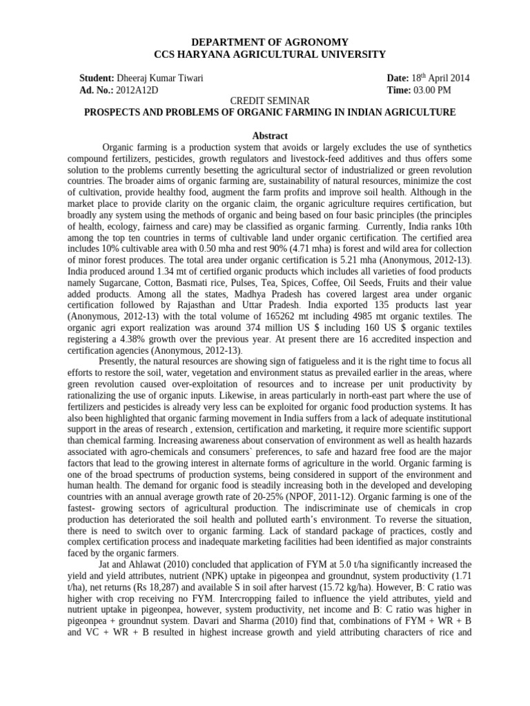 Organic Farming in India: Challenges & Prospects | PDF | Agriculture ...