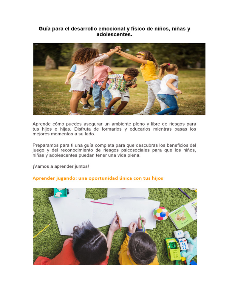 Desarrollo emocional y físico infantil | PDF | Las emociones | Aprendizaje