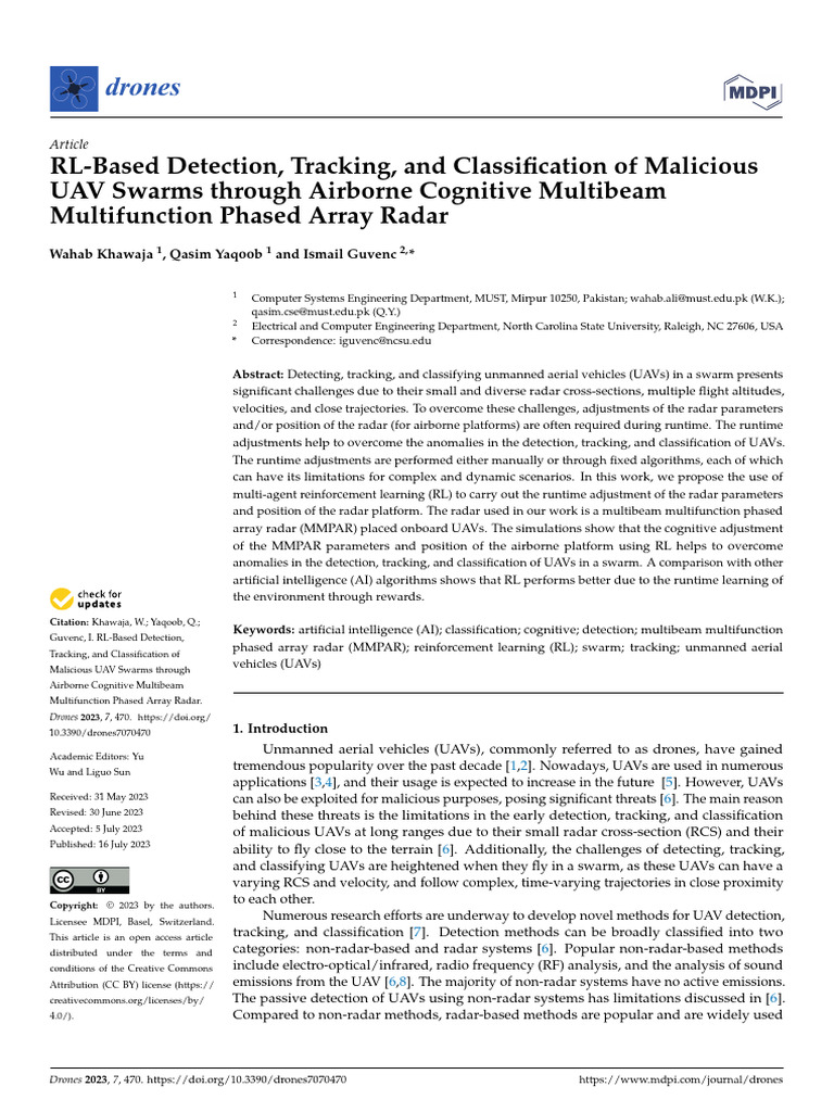 RL for Detecting Malicious UAV Swarms | PDF | Unmanned Aerial Vehicle ...