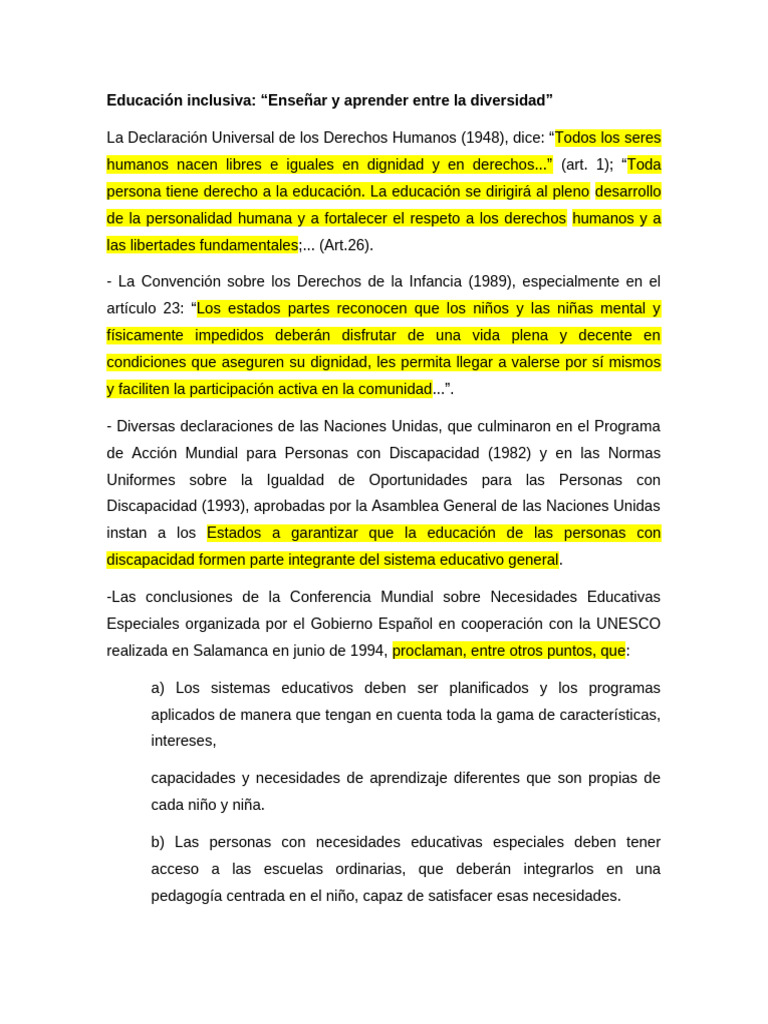 Educación Inclusiva y Diversidad Escolar | PDF | Invalidez | Aprendizaje