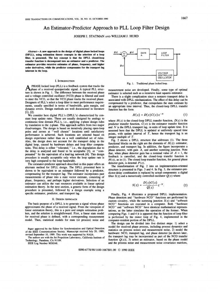PLL Loop Filter Design via Estimation | PDF | Applied Mathematics ...