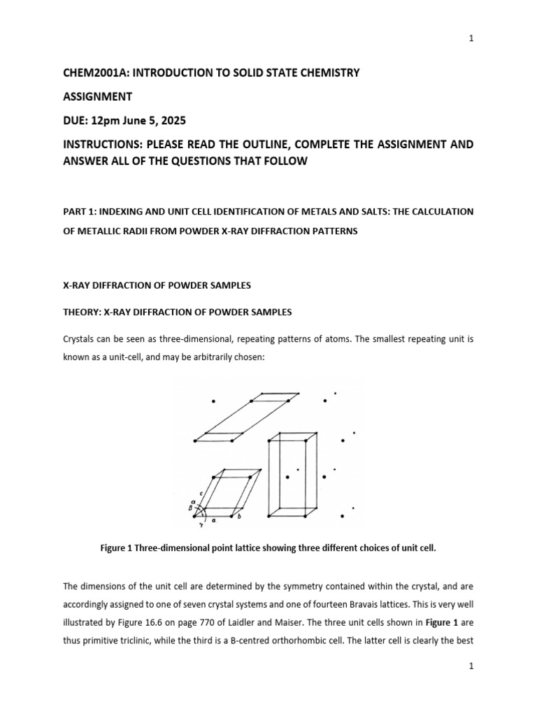 Solid State Chemistry: X-Ray Diffraction | PDF | Crystal Structure ...