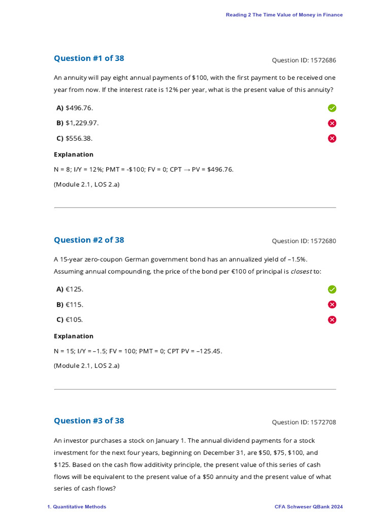 Time Value of Money Questions and Solutions | PDF | Yield (Finance ...
