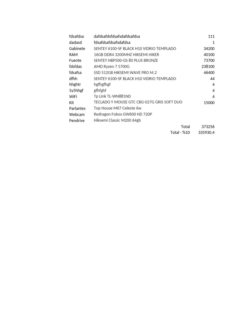 PC Components and Accessories List | PDF