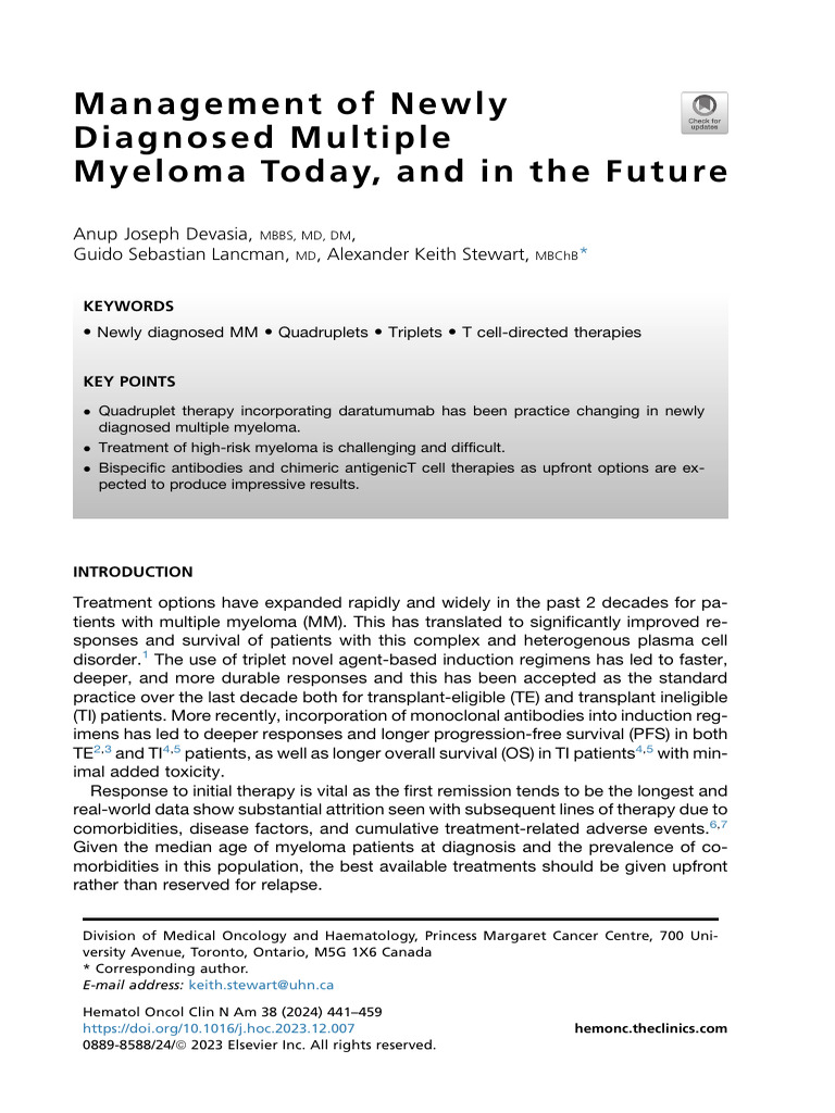 Advances in Newly Diagnosed Myeloma | PDF | Multiple Myeloma | Health ...