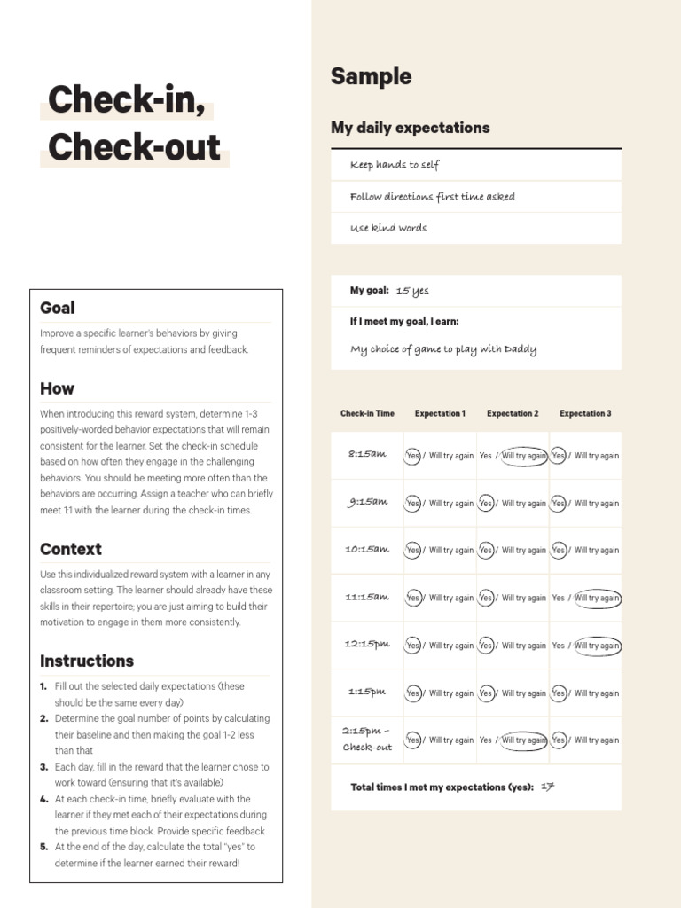Daily Behavior Expectations Tracker | PDF | Learning | Motivation