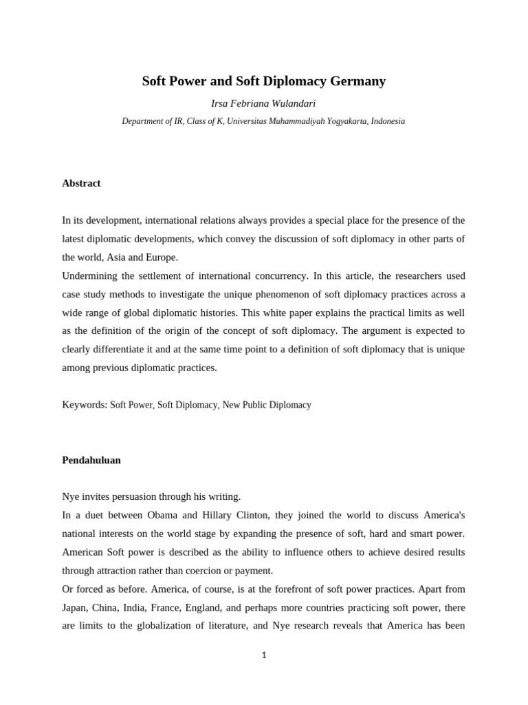 Germany's Role in Soft Diplomacy | PDF | Soft Power | Diplomacy