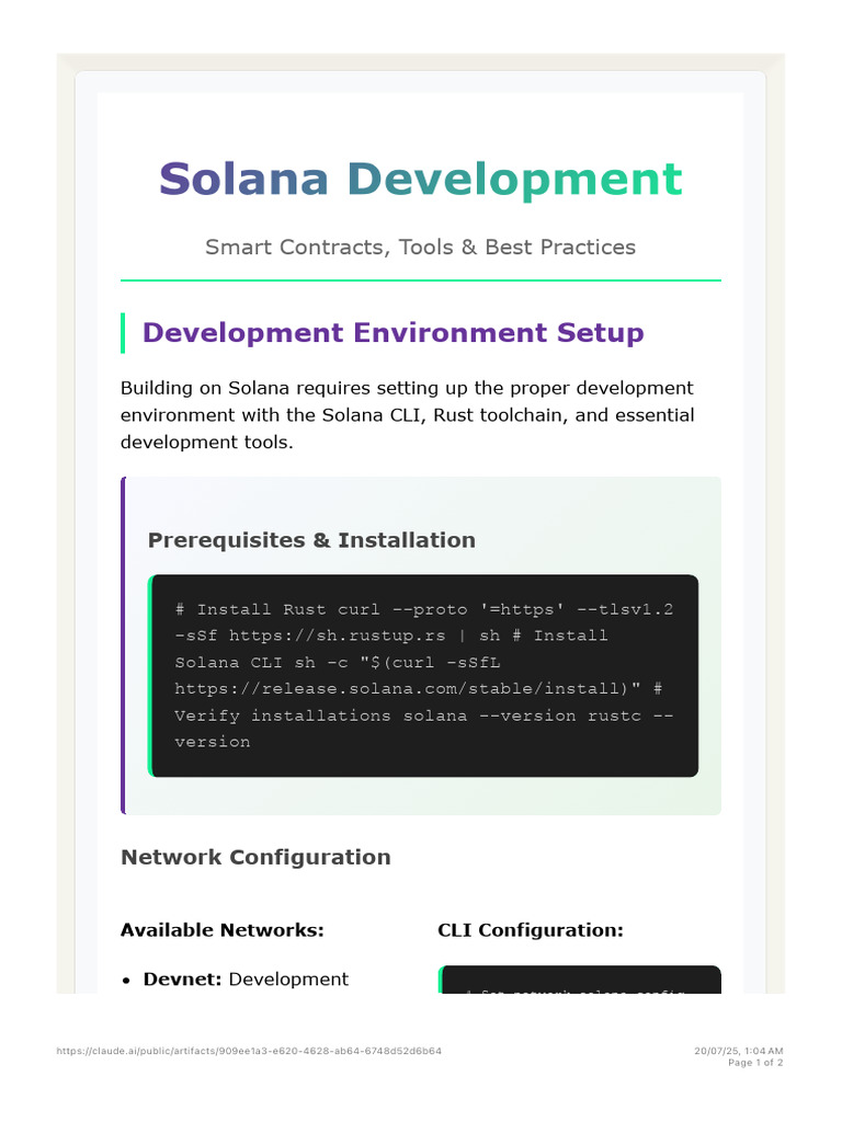 Solana Development Guide (PDF Ready) - Claude - Claude | PDF