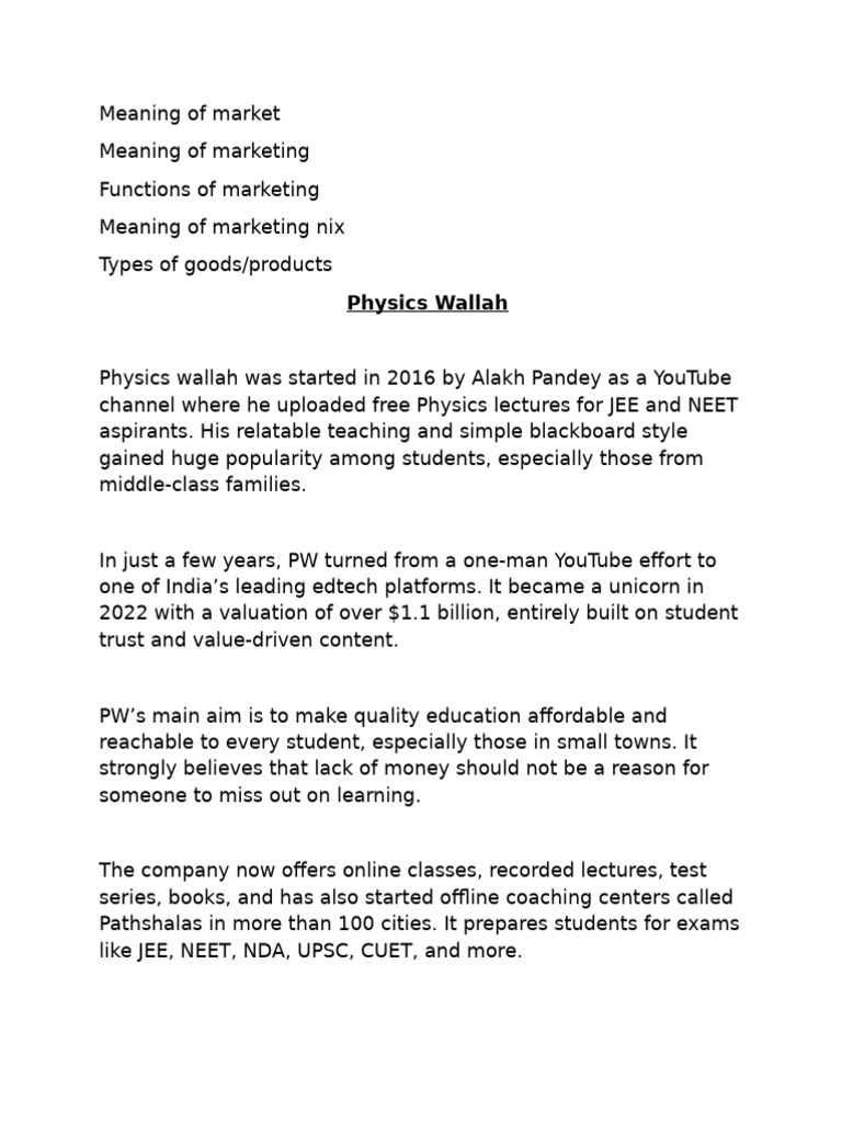Physics Wallah: Revolutionizing EdTech | PDF