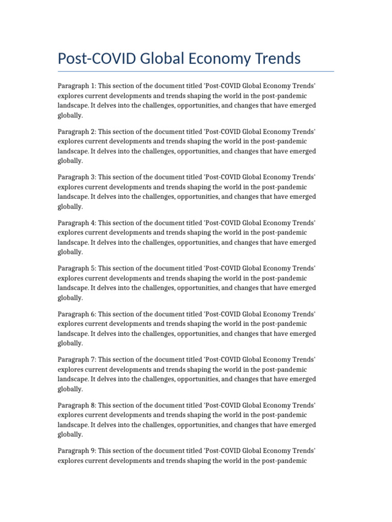 Post Covid Global Economy Trends Pdf