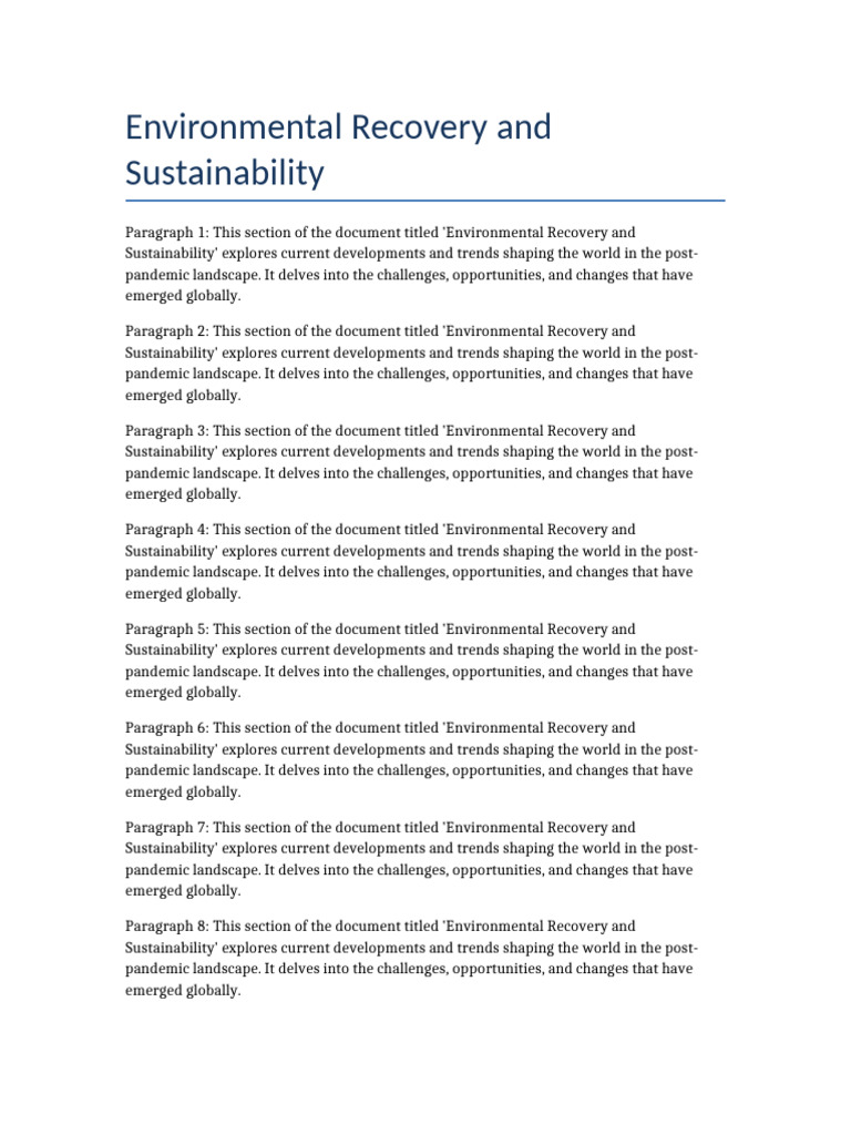 Environmental Recovery and Sustainability | PDF | Sustainability ...
