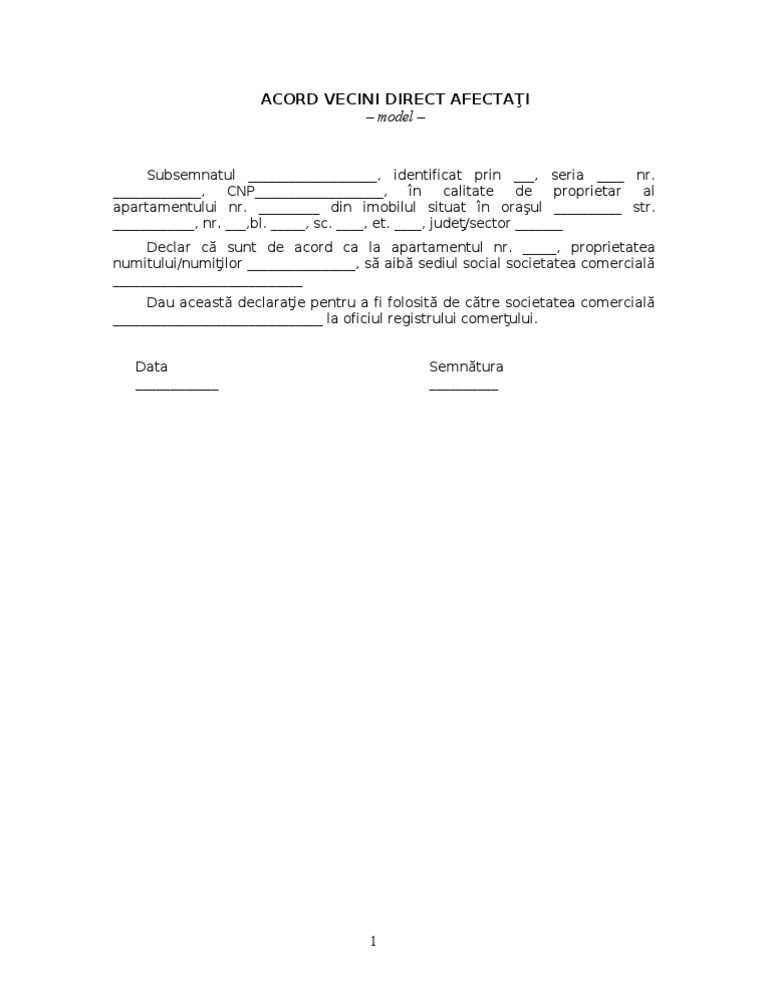 Model Acord Vecini | PDF