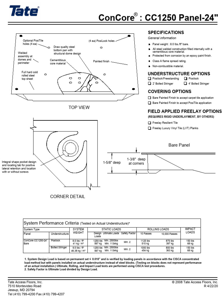 ConCore 1500 Panel Specifications | PDF | Mechanical Engineering ...