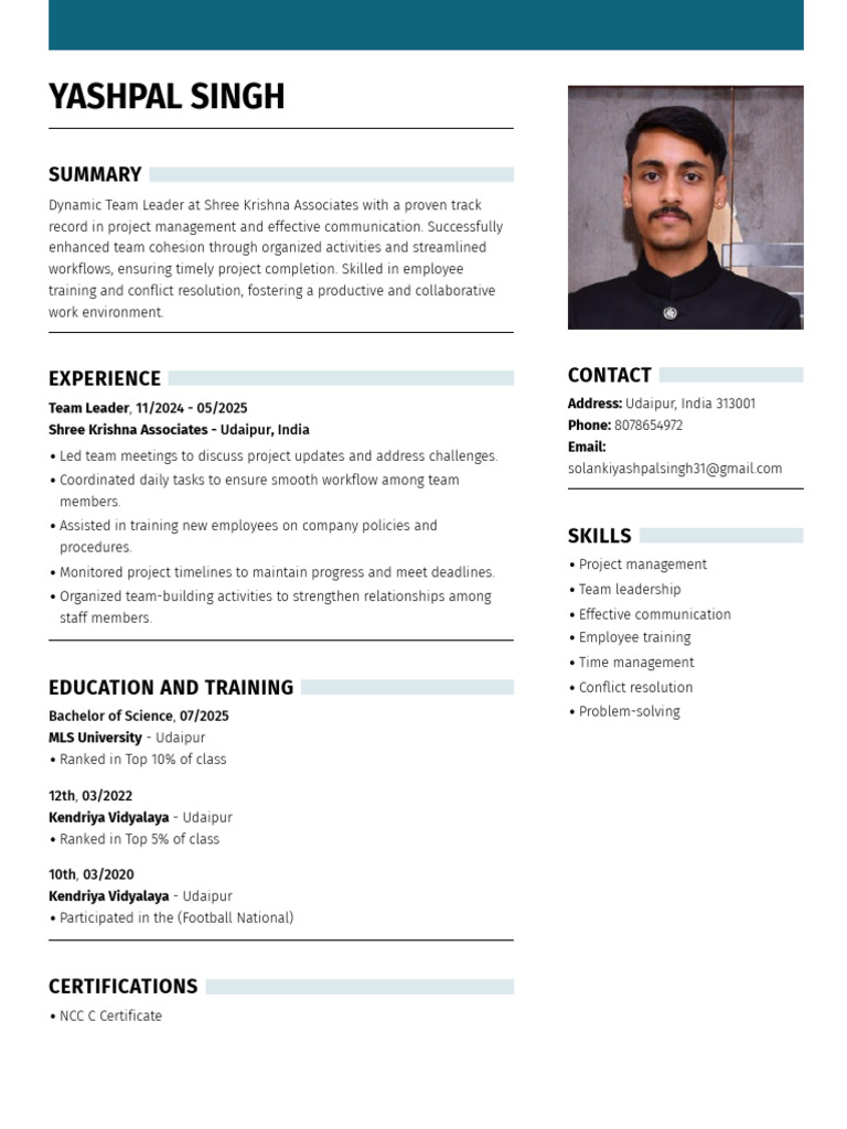 Yashpal Singh: Class 10 Profile | PDF