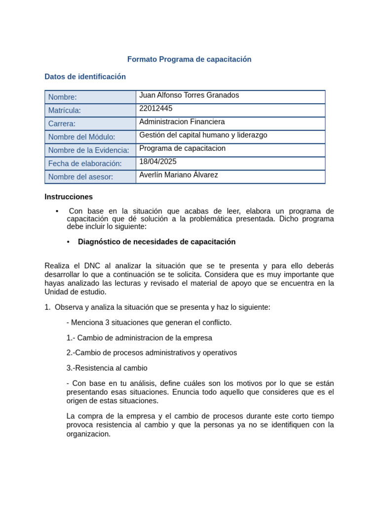 Programa de Capacitación en Liderazgo | PDF | Evaluación | Estilo apa