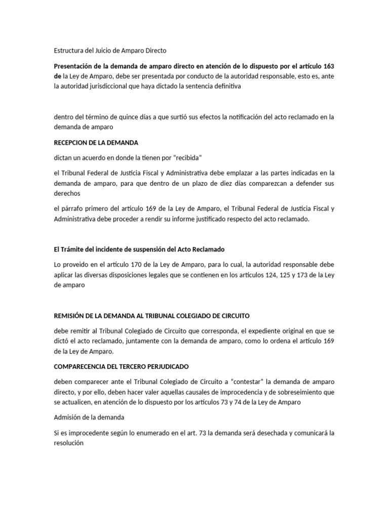 Estructura del Juicio de Amparo Directo | PDF | Demanda judicial | Fiscal