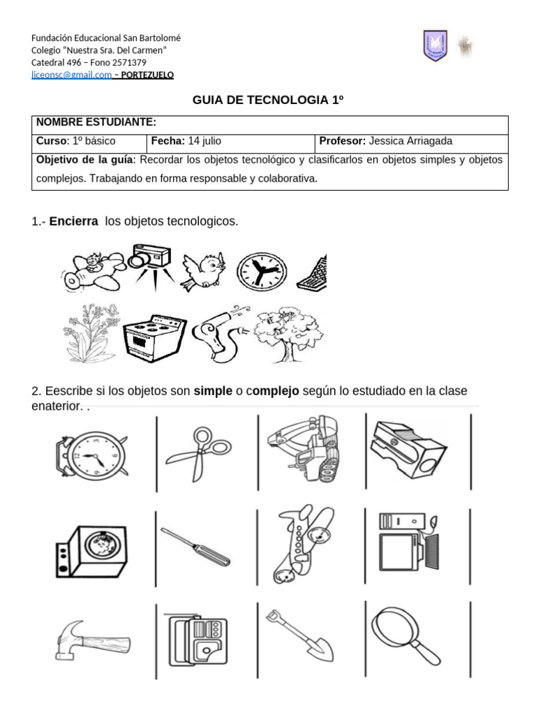Guia Tecnologia 1º Basico 14 Julio | PDF