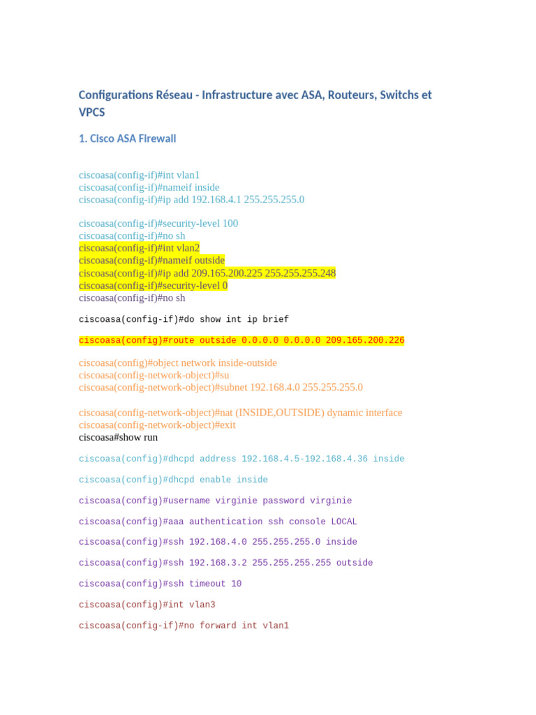 Configuration Réseau Cisco ASA et Routeurs | PDF | Ip Address | Secure ...