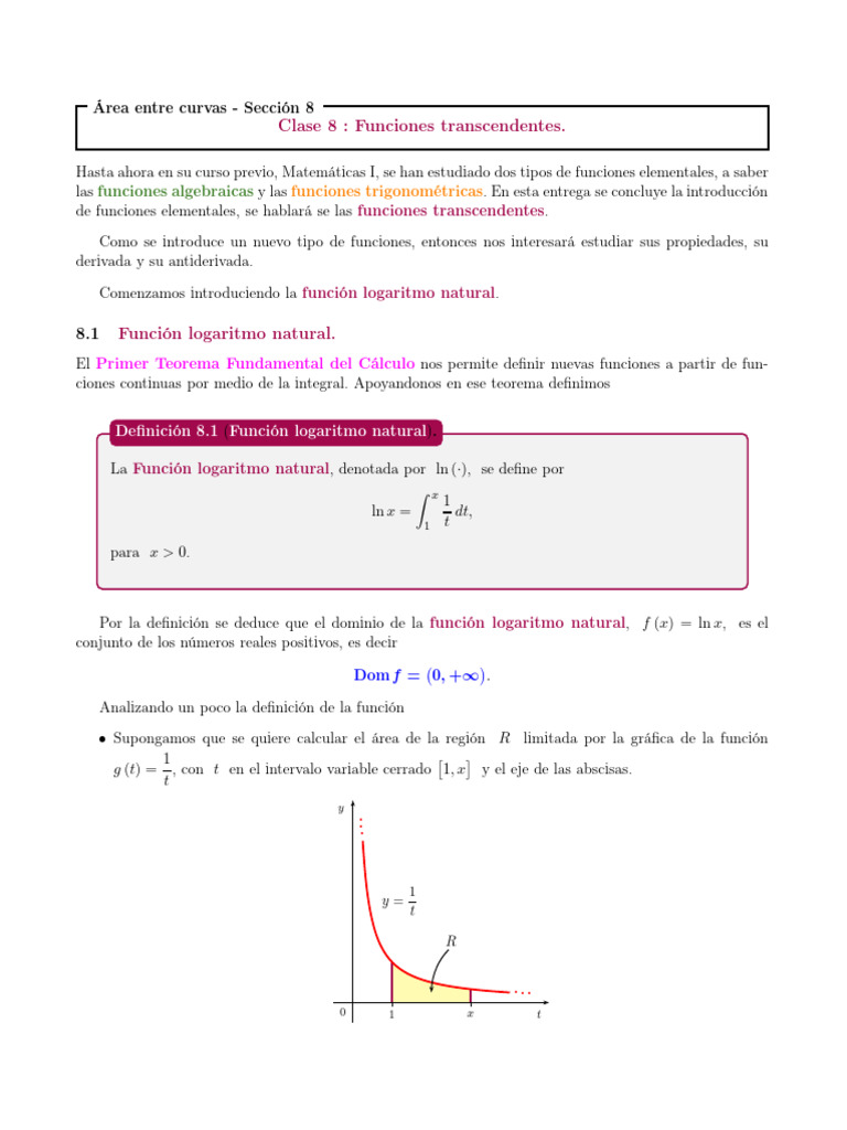 Dominio del Logaritmo Natural | PDF | Logaritmo | Integral