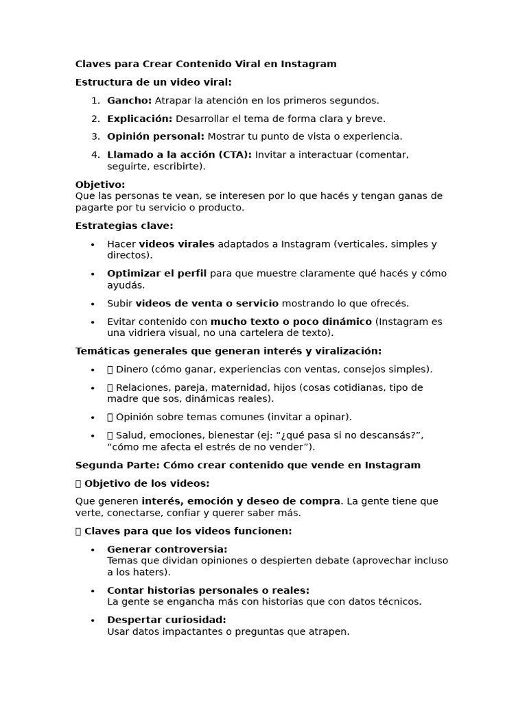 Claves para Crear Contenido Viral en Instagram | PDF | Inteligencia ...