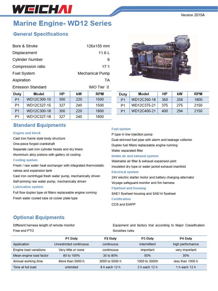 WD12 Marine Engine Specifications | PDF | Engines | Pump