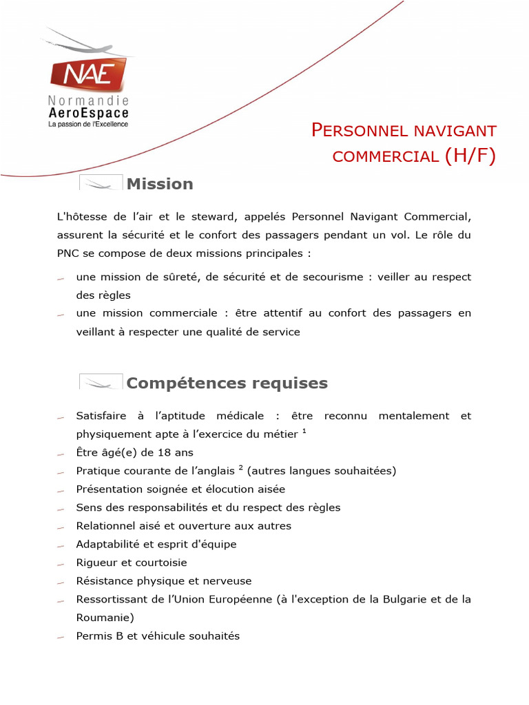 Recrutement Personnel Navigant Commercial | PDF | Personnel navigant ...