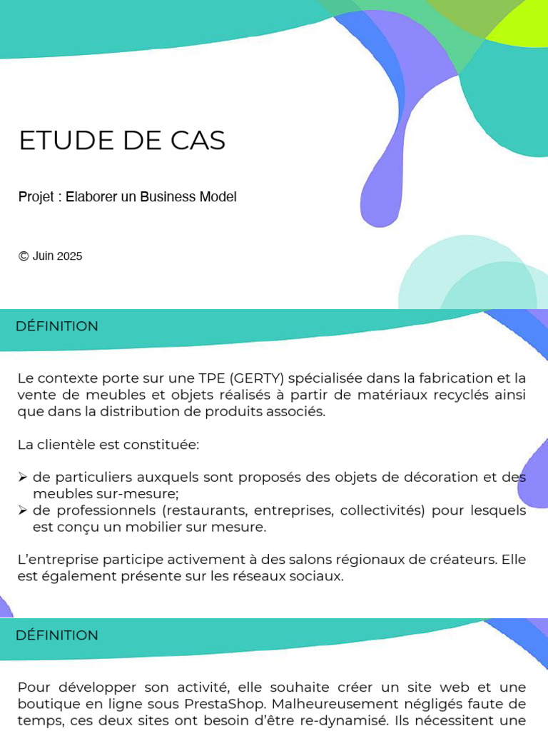 Élaboration d'un Business Model TPE GERTY | PDF