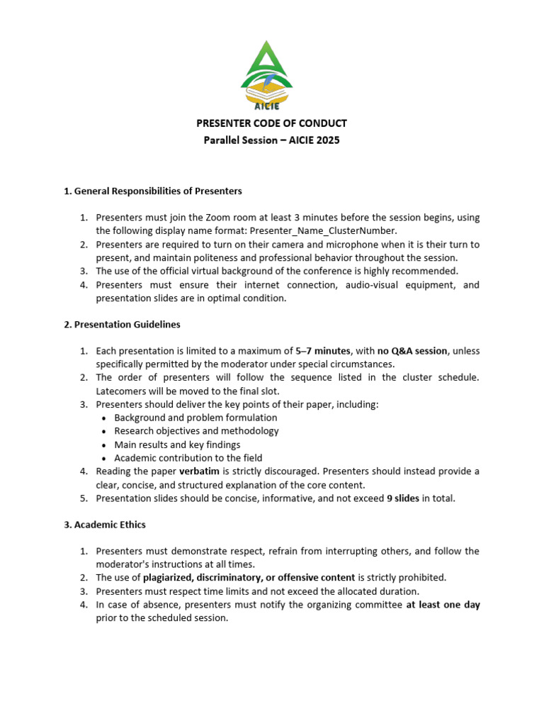 Presenter Code of Conduct | PDF