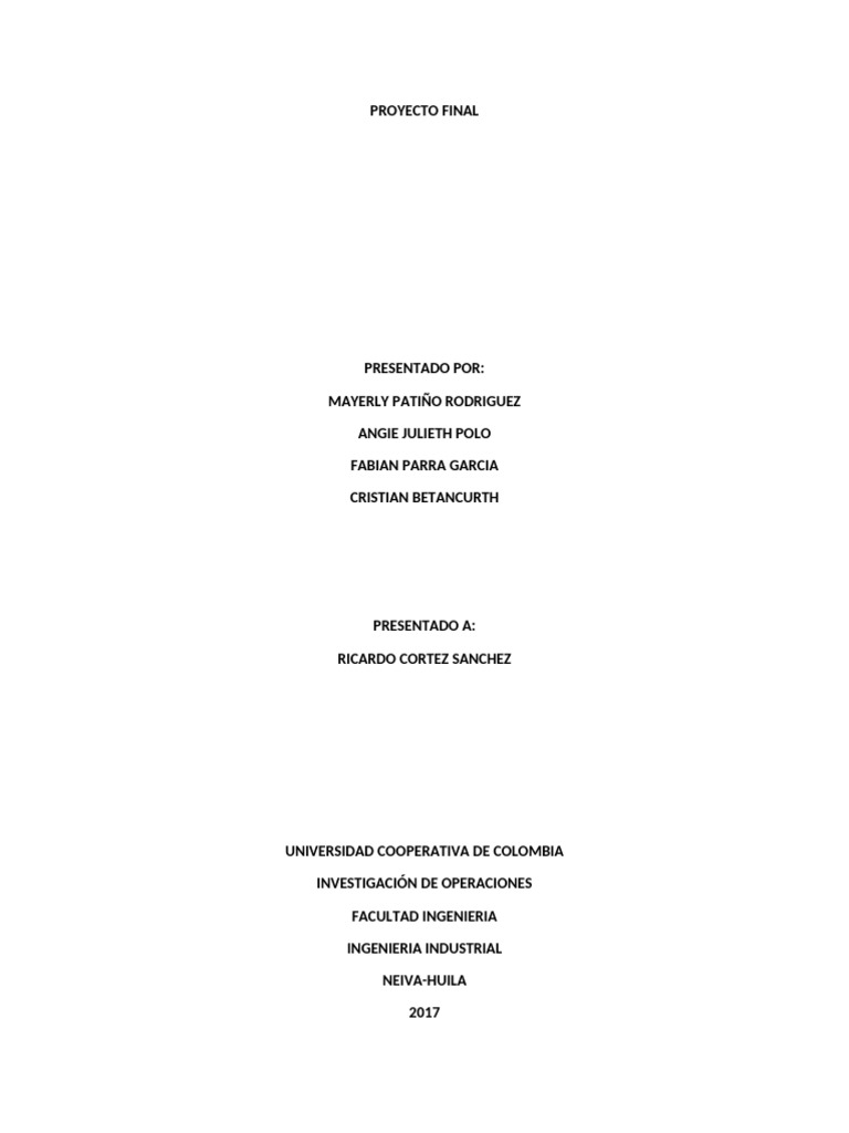 Proyecto Final | PDF | Planificación