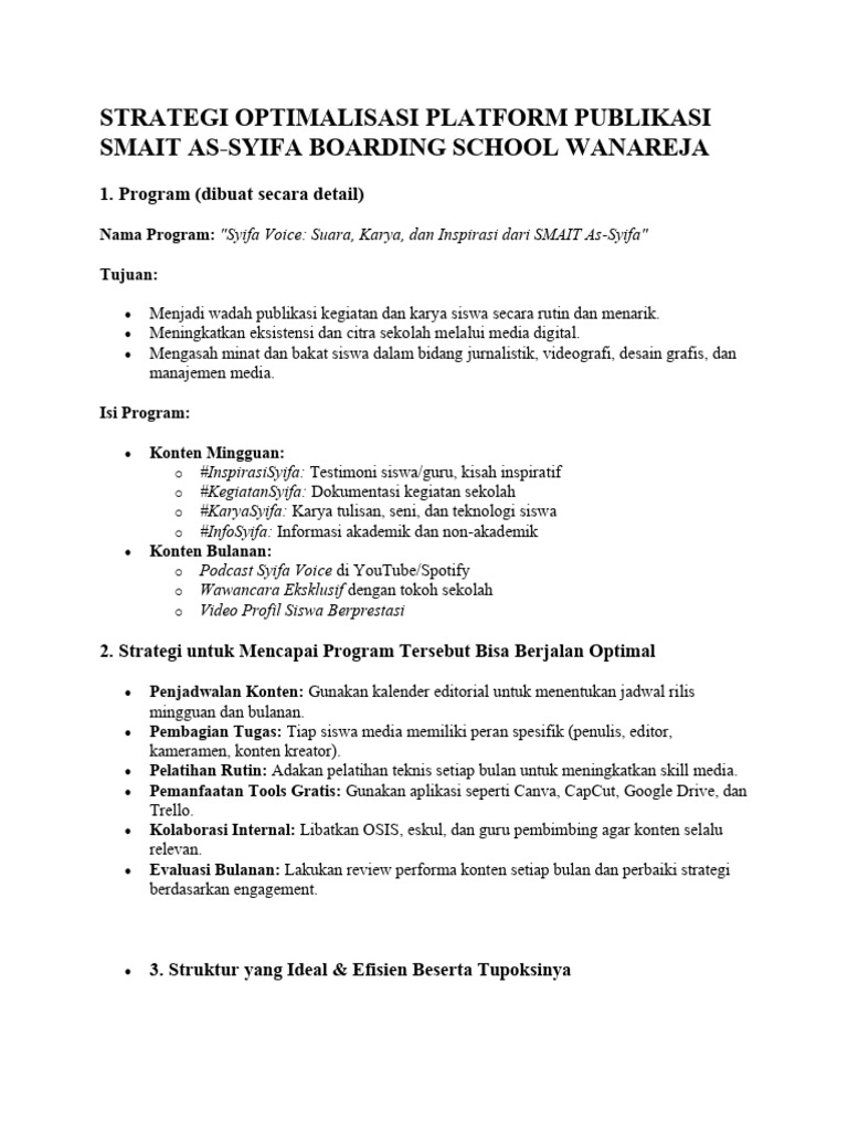 Strategi Publikasi Kreatif SMAIT As-Syifa | PDF