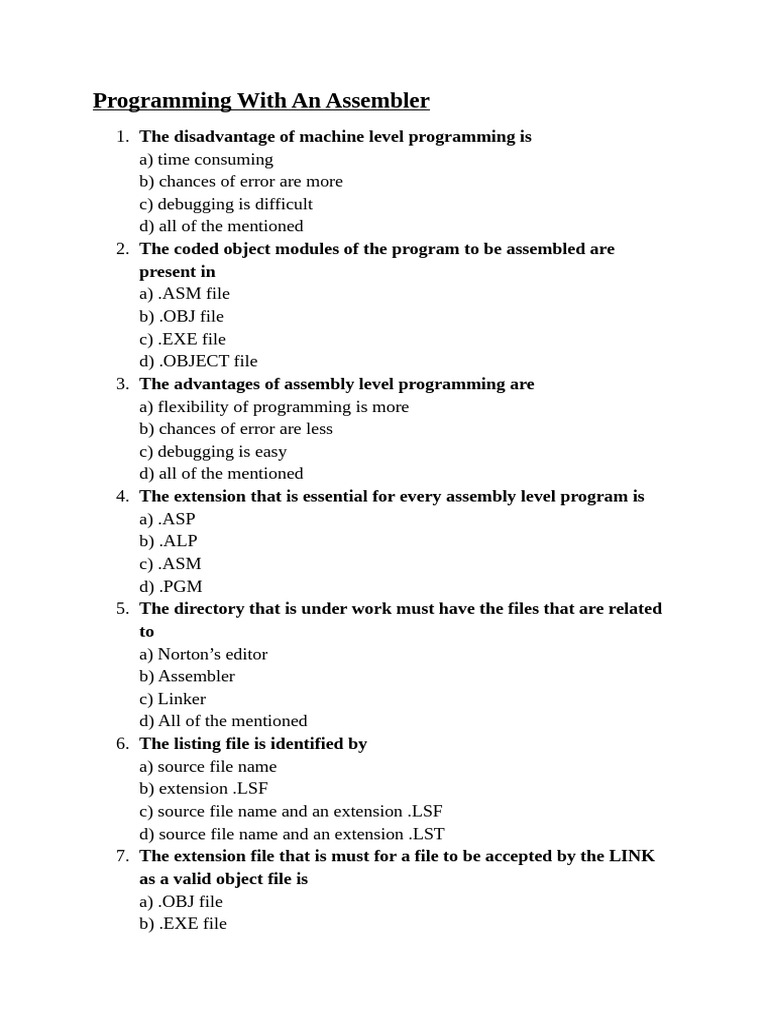 Assembly File Extensions Explained | PDF | Assembly Language | Computer ...