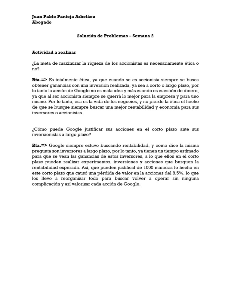 Solución de Problemas - Semana 2 | PDF