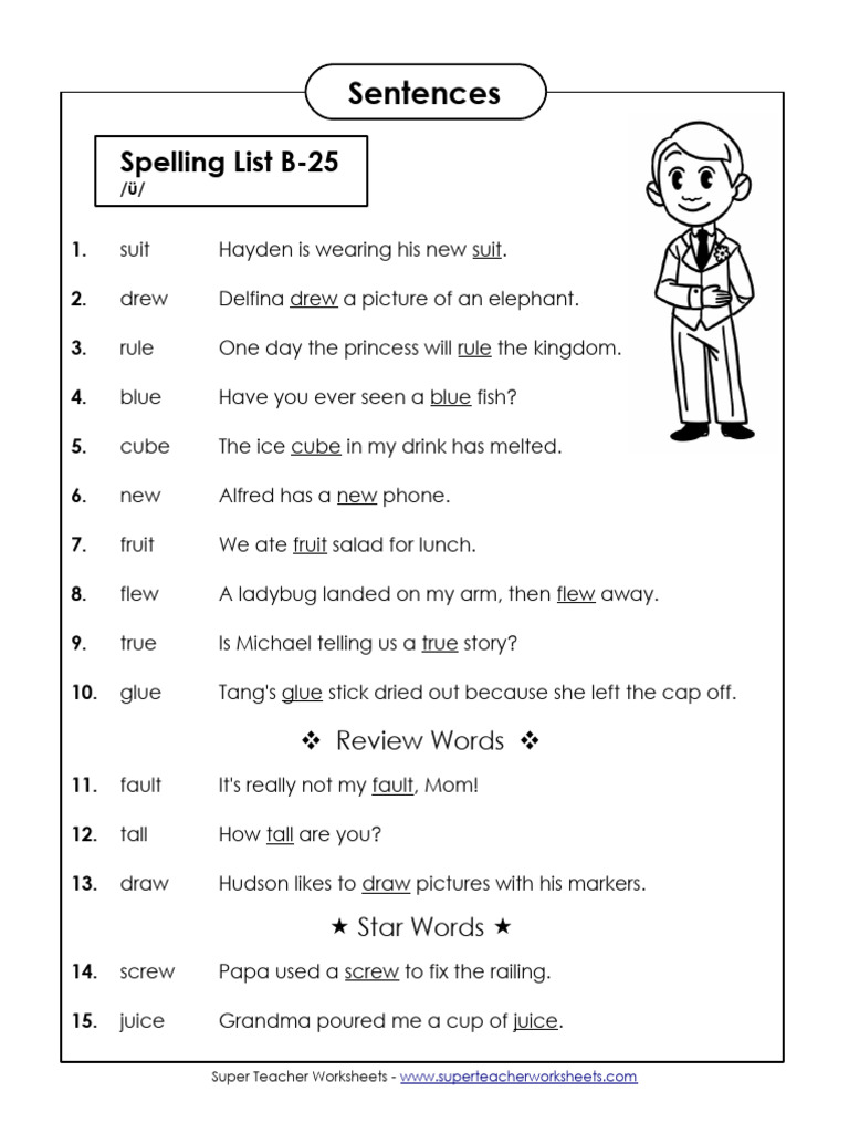 Listb25 Spelling Test Sentences SSP25 | PDF