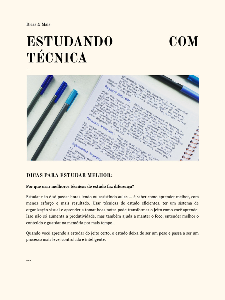 Dicas Eficazes para Estudar Melhor | PDF | Aprendizado | Cor
