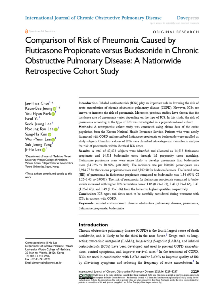 Pneumonia Risk: Fluticasone vs Budesonide | PDF | Chronic Obstructive ...