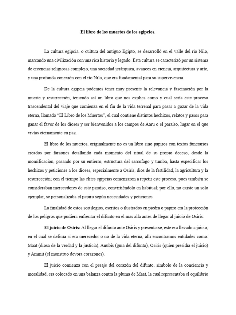 El Libro de los Muertos Egipcio | PDF | Antiguo Egipto | Osiris