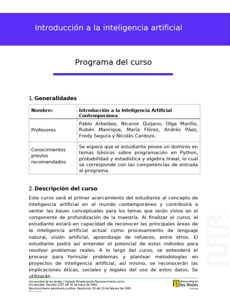 Curso de Introducción a la IA Contemporánea | PDF | Inteligencia ...