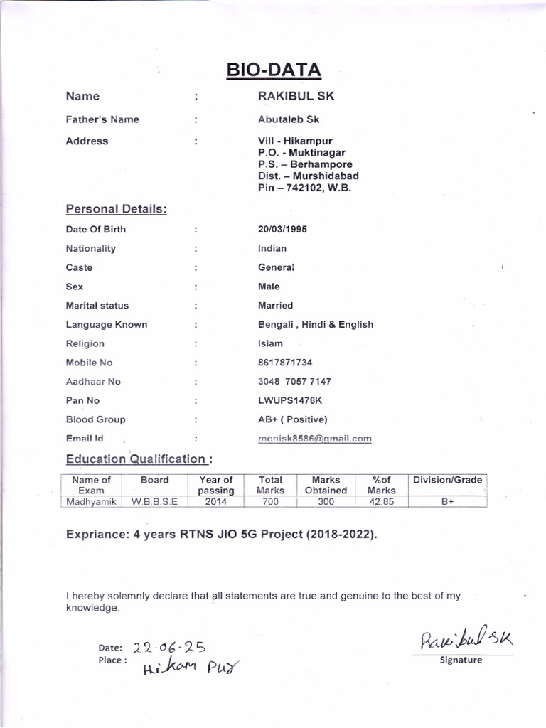Rakibul Bio | PDF