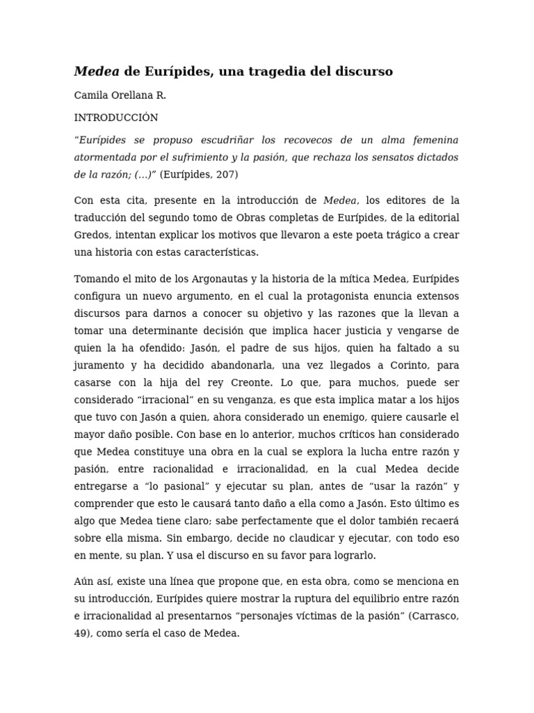 Medea: Discurso y Venganza en Eurípides | PDF | Antigua Grecia ...