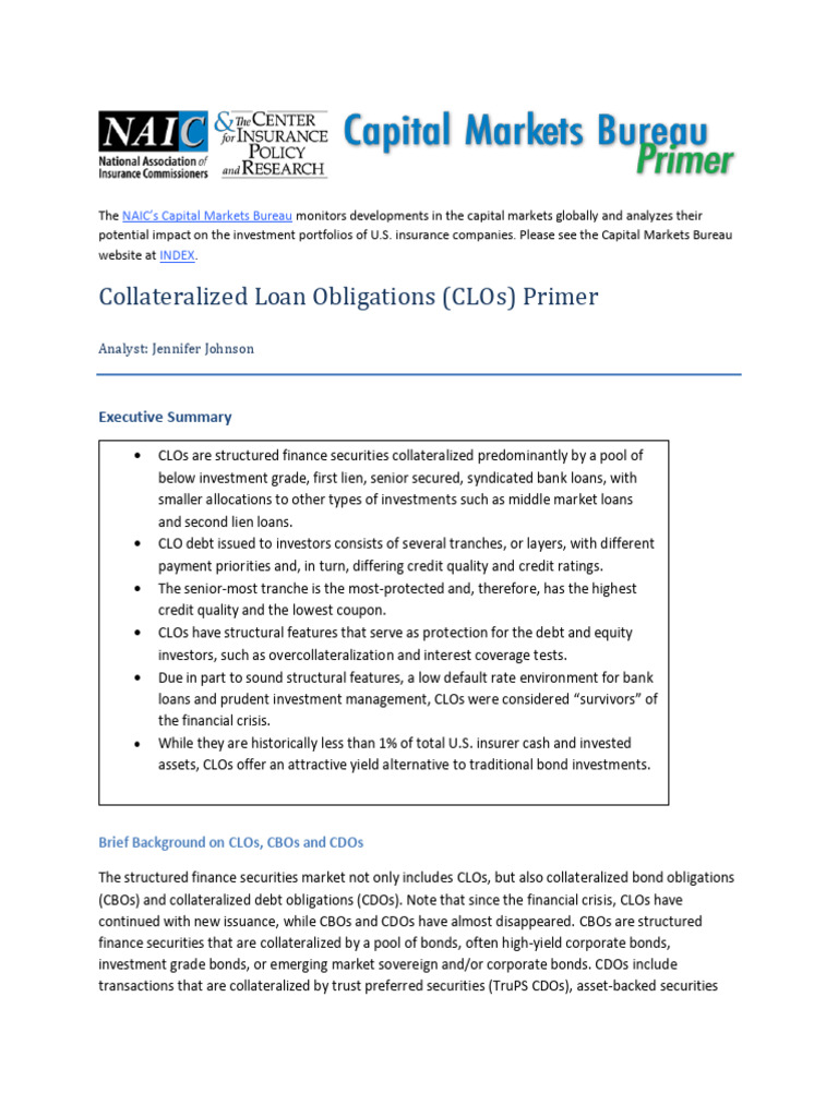 CLOs: A Structured Finance Primer | PDF | Collateralized Debt ...