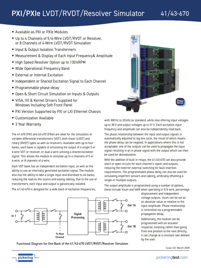 LVDT/RVDT/Resolver Simulator Module | PDF | Computing | Computer ...