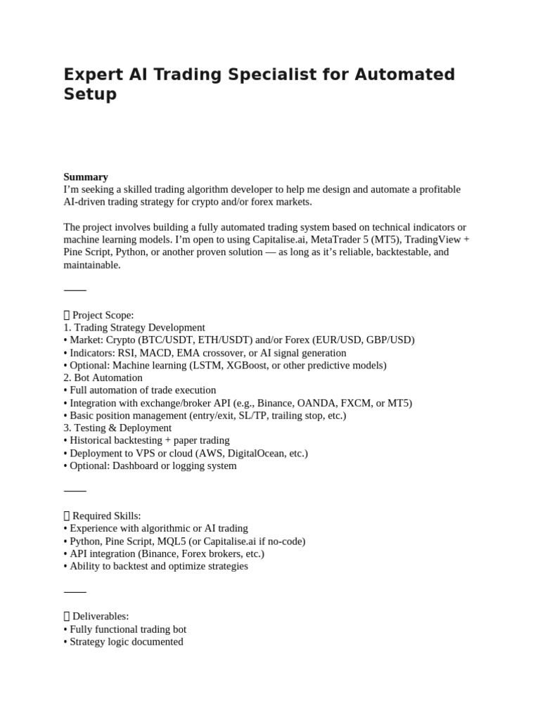 Expert AI Trading Specialist For Automated Setup | PDF | Artificial  Intelligence | Intelligence (AI) & Semantics