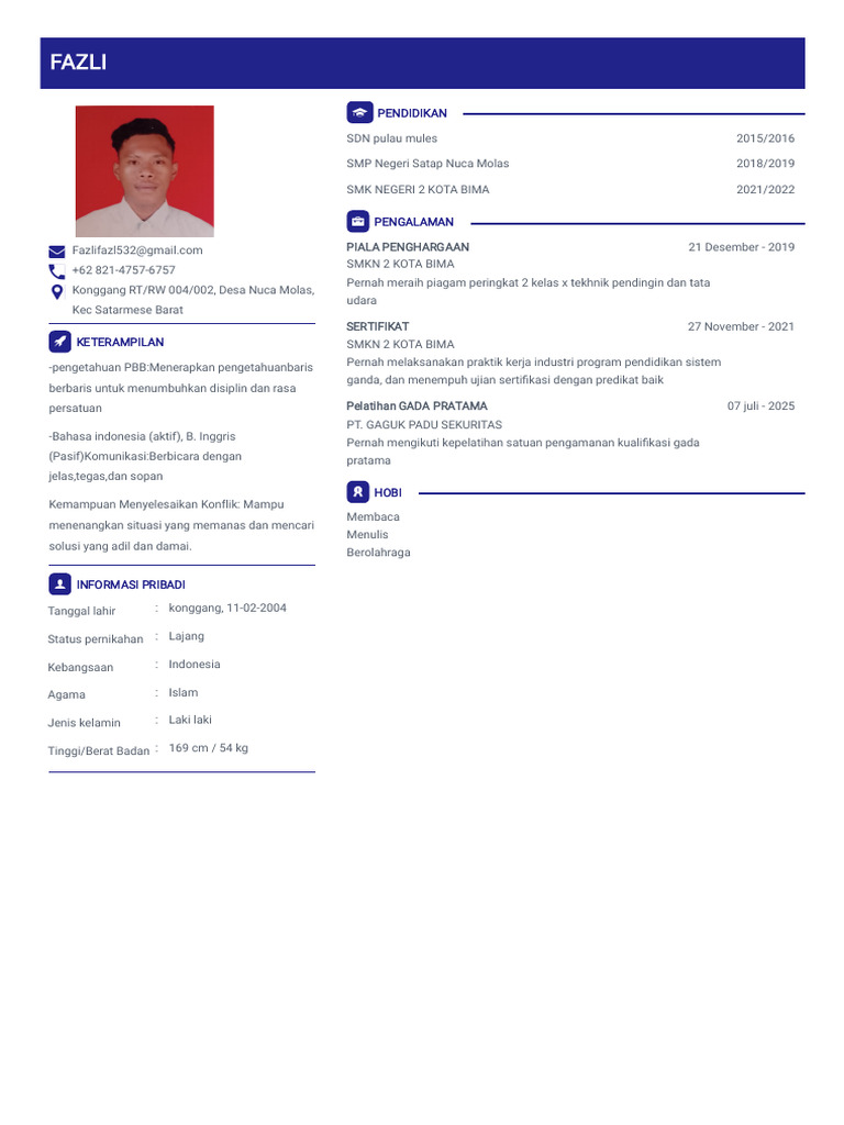 Profil dan Keterampilan Fazli 2023 | PDF